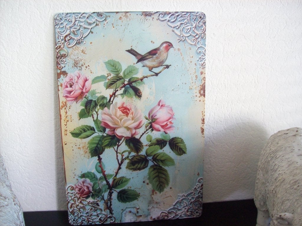 mooi nieuwstaat blikken plaat  20bij 30cm, Ophalen
