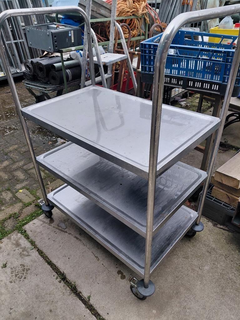 Rvs transport kar 3 verdiepingen, 100 liter of meer, Ophalen, Transportkar