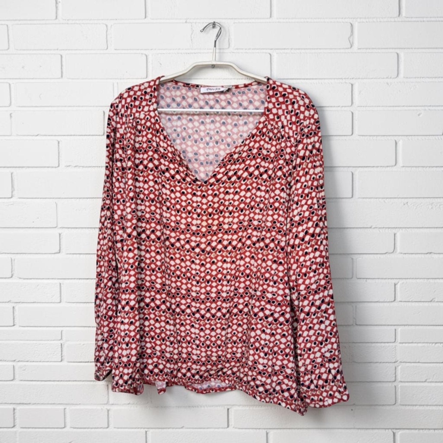 Paprika Blouse Maat 2 (46) Oranje Wit Zwart Cirkel Print, P, Verzenden, P, Oranje