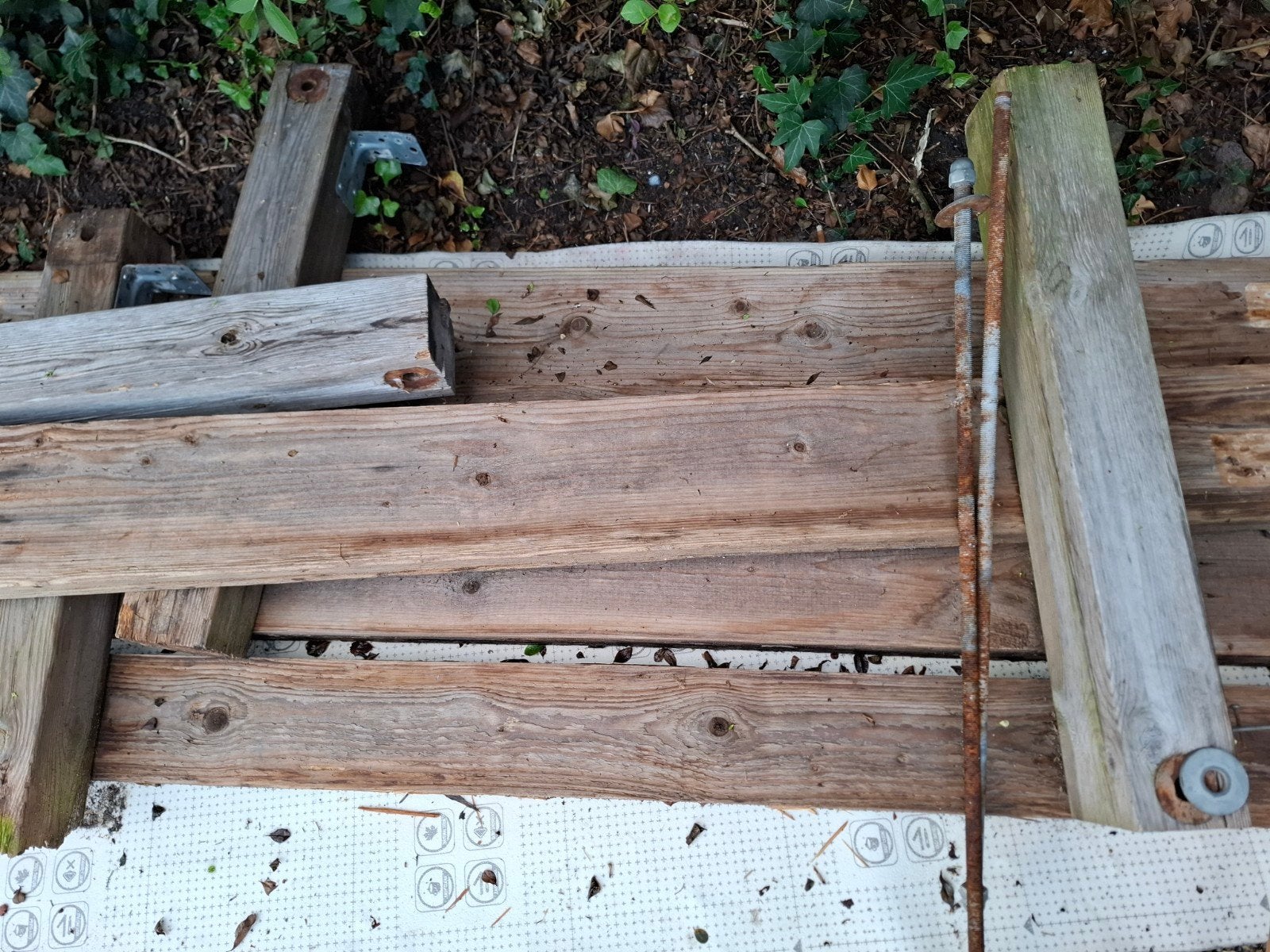 5 Steigerhouten balken, Ophalen, Gebruikt, 200 tot 250 cm, 50 mm of meer