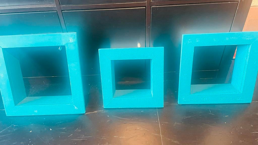 3 houten bakken voor decoratie aan de muur, Ophalen of Verzenden, Gebruikt