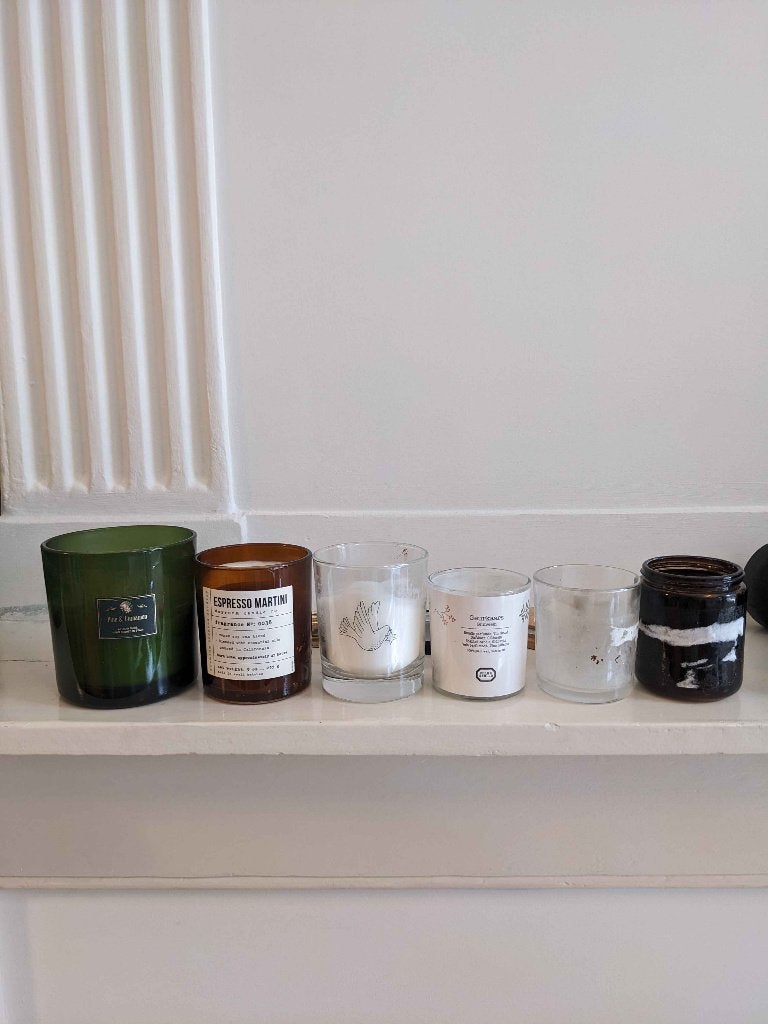 Assorted Candles / diverse kaarsen, Huis en Inrichting, Woonaccessoires | Kandelaars en Kaarsen, Gebruikt, Overige merken, Glas