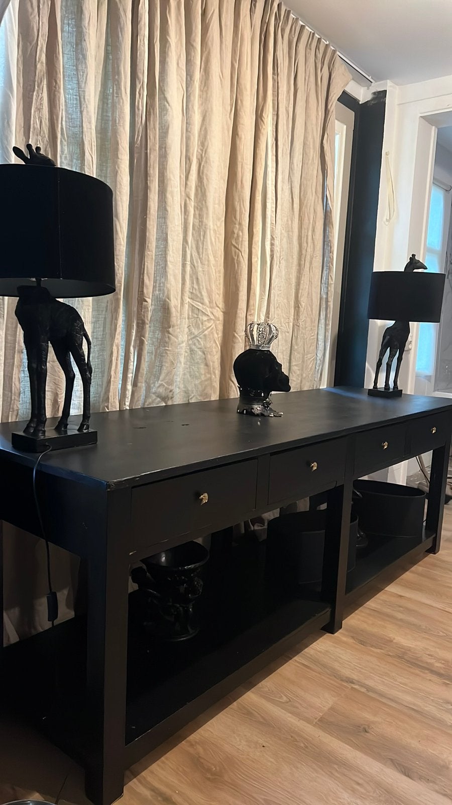 Grote sidetable met 3 laatjes, Huis en Inrichting, Tafels | Sidetables, Ophalen, 200 cm of meer, Zo goed als nieuw, 25 tot 50 cm