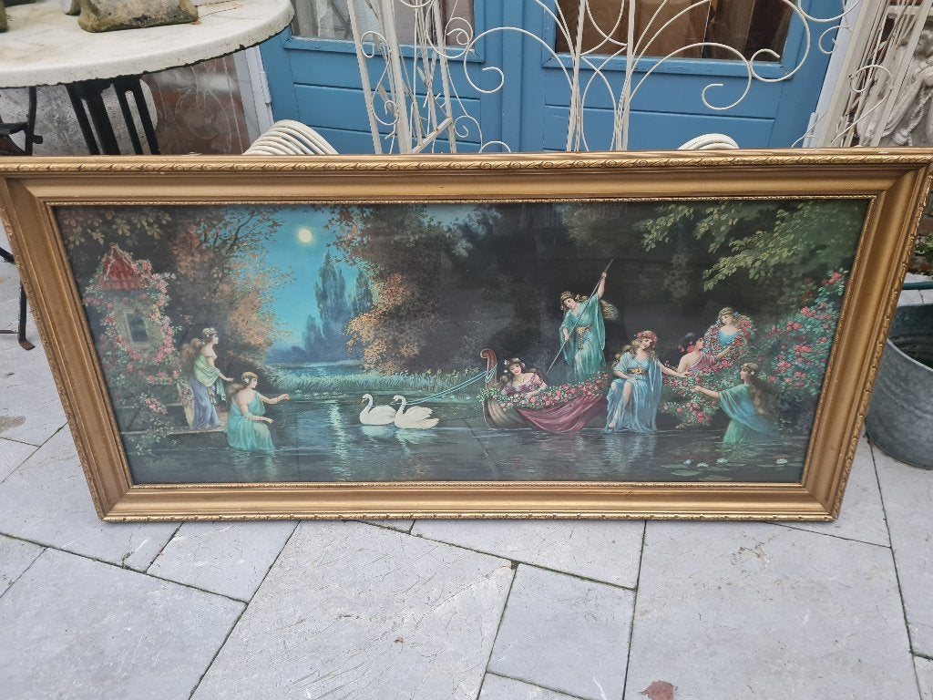 Vintage zeer grote lijst met glas 1.3 m x 65 cm, Ophalen, Heikant 21 Kaatsheuvel, Schilderijlijst, 65 cm