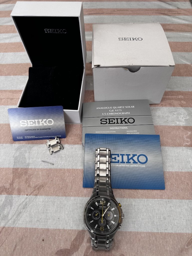 Seiko Chronograph Analogue Quartz Solar, Ophalen, Zo goed als nieuw, Overige materialen, Seiko