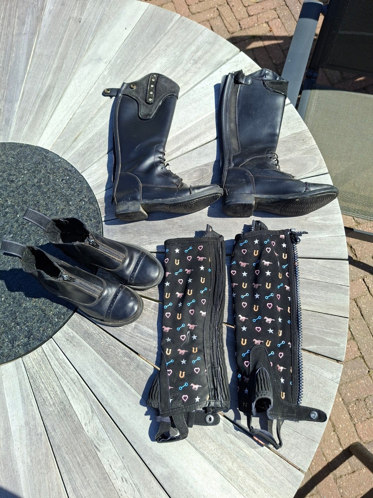 Leren paardrijschoenen, Chaps en jodpurs maat 32, Ophalen, Dressuur, Zwart, Overige maten