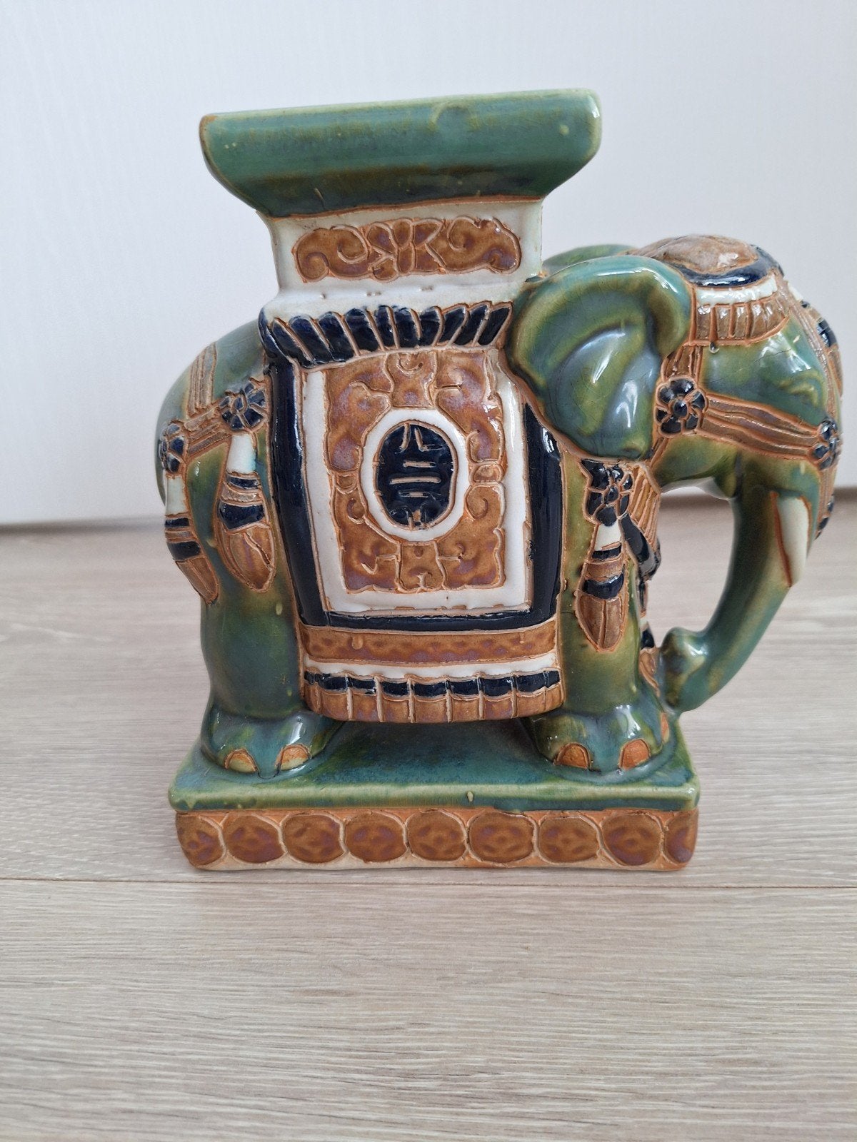 Vintage Keramieken Olifant – Jaren 70/80 Boho Plantentafel, Ophalen, Gebruikt, Dier