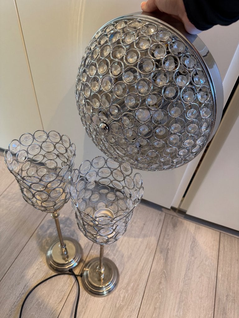 Tafellampen en plafondlamp set lampen lamp bling steentjes, Ophalen, Gebruikt, Minder dan 50 cm