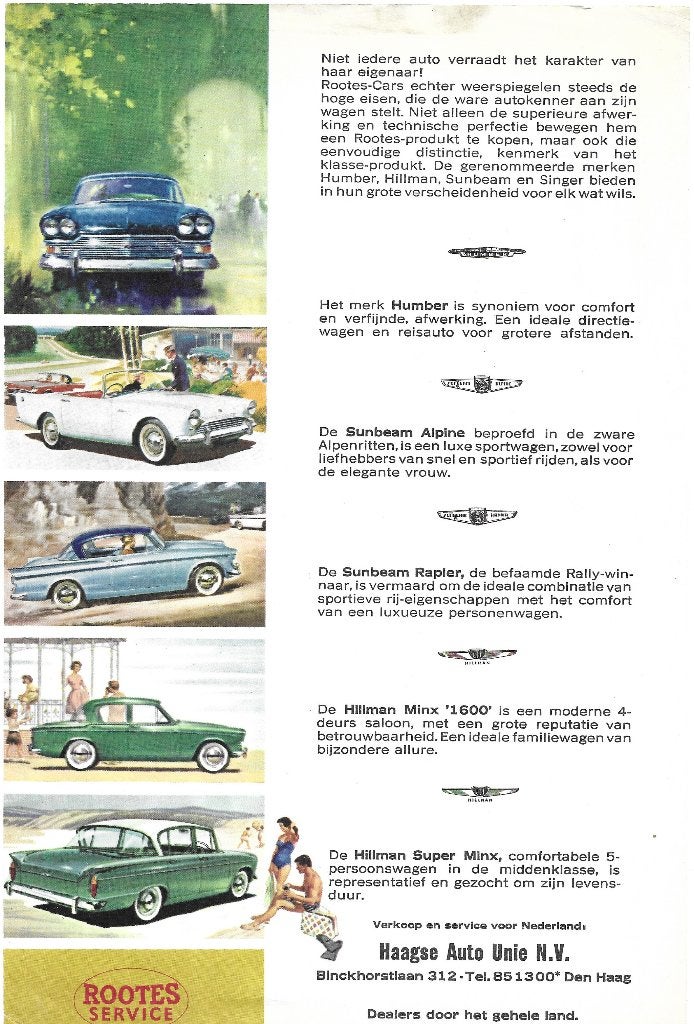 Humber Sunbeam Hillman Roots leaflet folder (RO01), Ophalen of Verzenden, Zo goed als nieuw, Overige merken