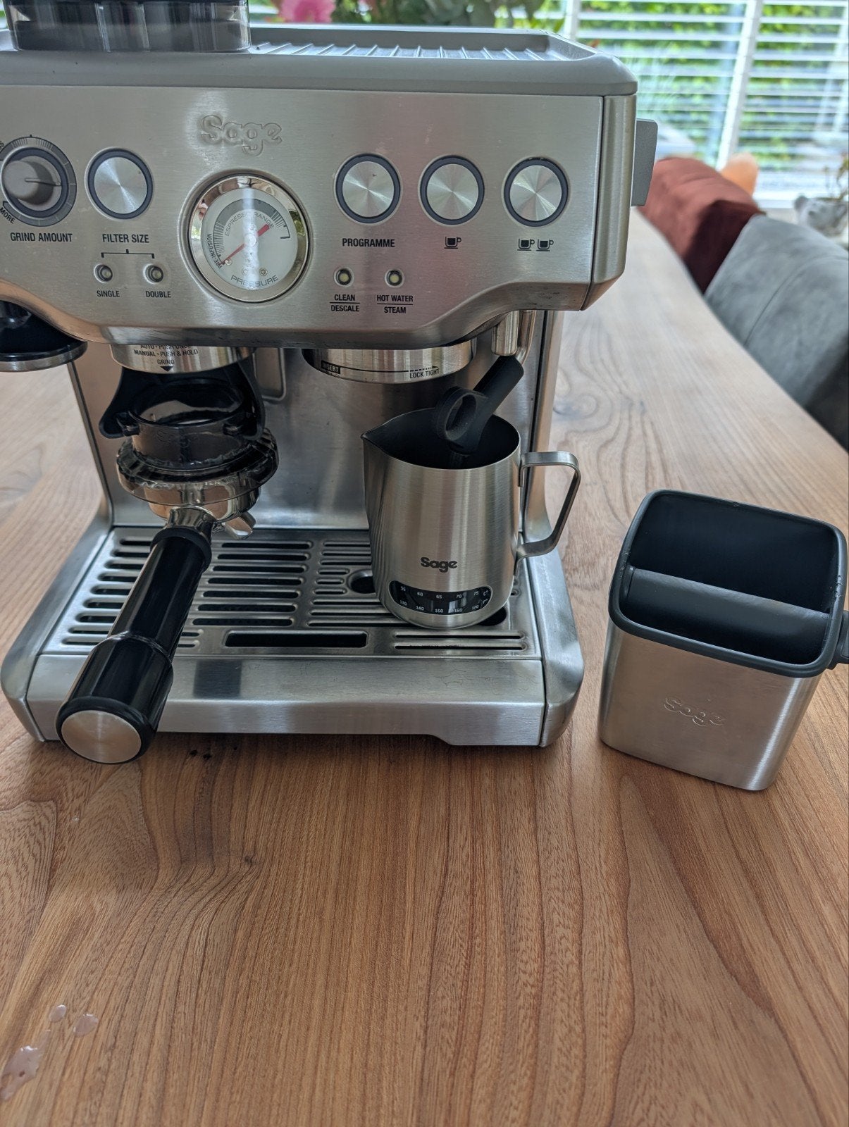 Sage Barista Express RVS met The Knock Mini, Witgoed en Apparatuur, Koffiezetapparaten, Ophalen