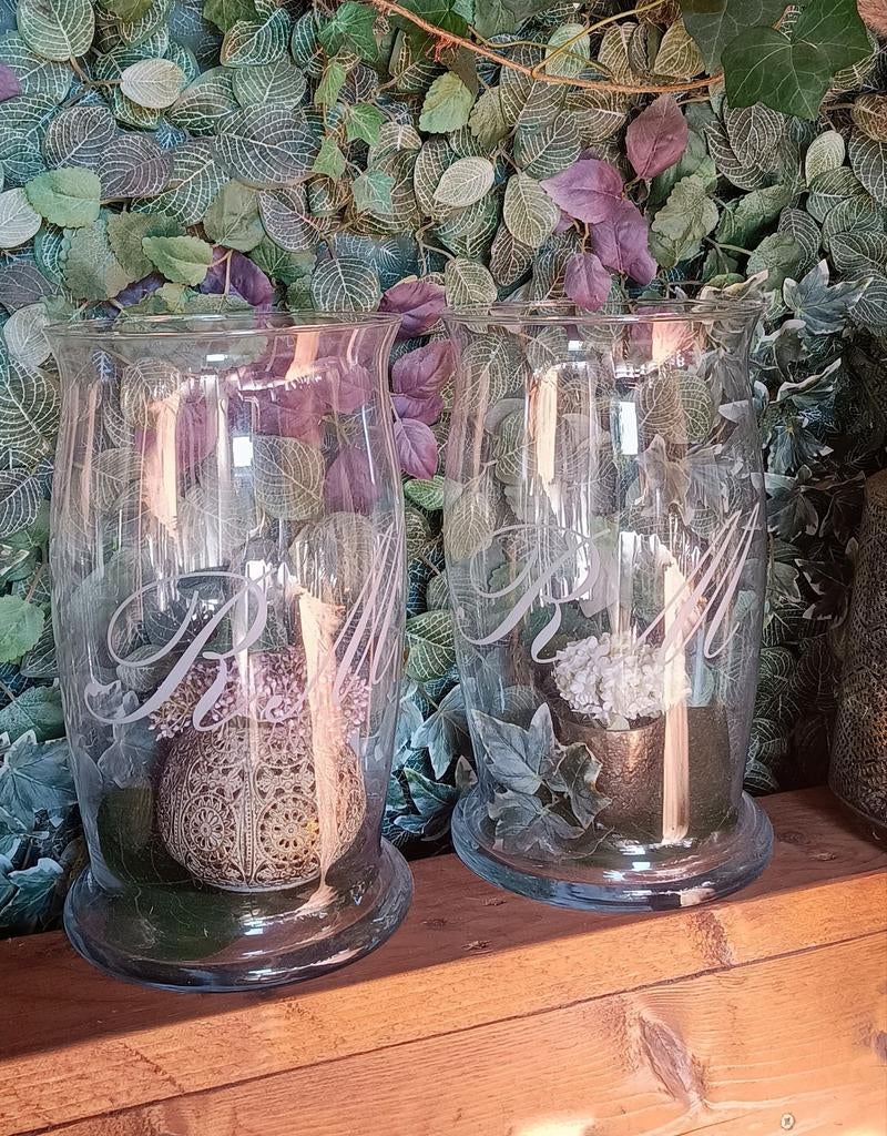 2x Riveira Maison windlichten, vaas Hurricane groot €22,50, Ophalen of Verzenden, Nieuw, Overige materialen, Minder dan 25 cm