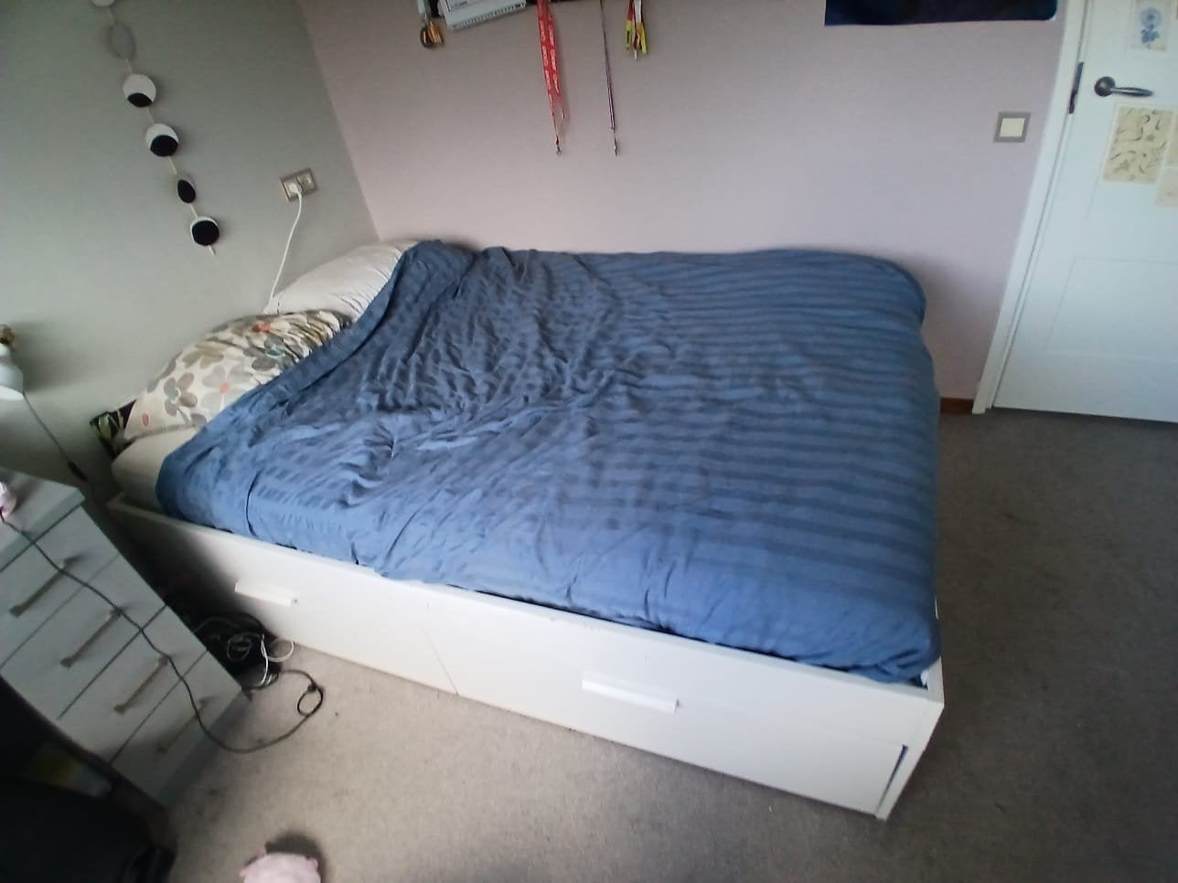 Brimnes ikea bed 160 bij 200, incl lattenbodem en matras, Huis en Inrichting, Ophalen, Gebruikt, 90 cm, Eenpersoons