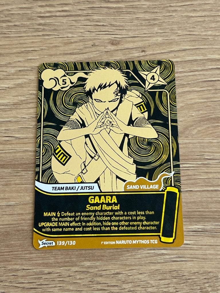 Naruto Mythos TCG Gaara Secret Rare 139/130, Hobby en Vrije tijd, Verzamelkaartspellen | Magic the Gathering, Ophalen of Verzenden