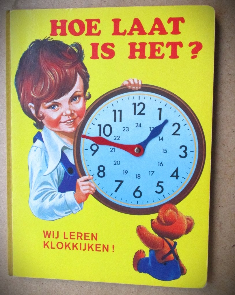 Hoe laat is het~Vintage Jaren 70 Leren Klokkijken, Kinderen en Baby's, Ophalen of Verzenden, Gebruikt, Taal en Lezen