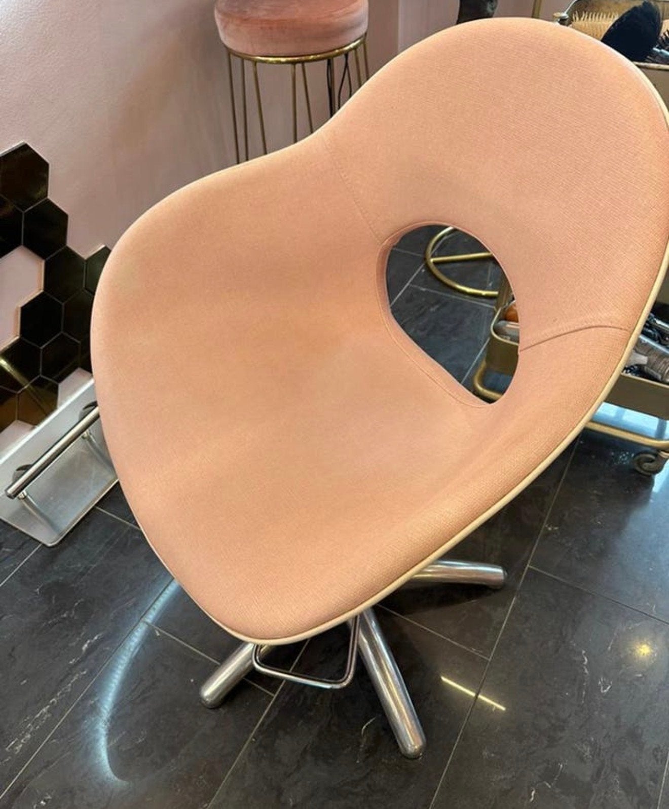 3x Luca Rossini Design Fauteuil - Roze/Draaifauteuil, Ophalen, 75 tot 100 cm, Zo goed als nieuw, Stof