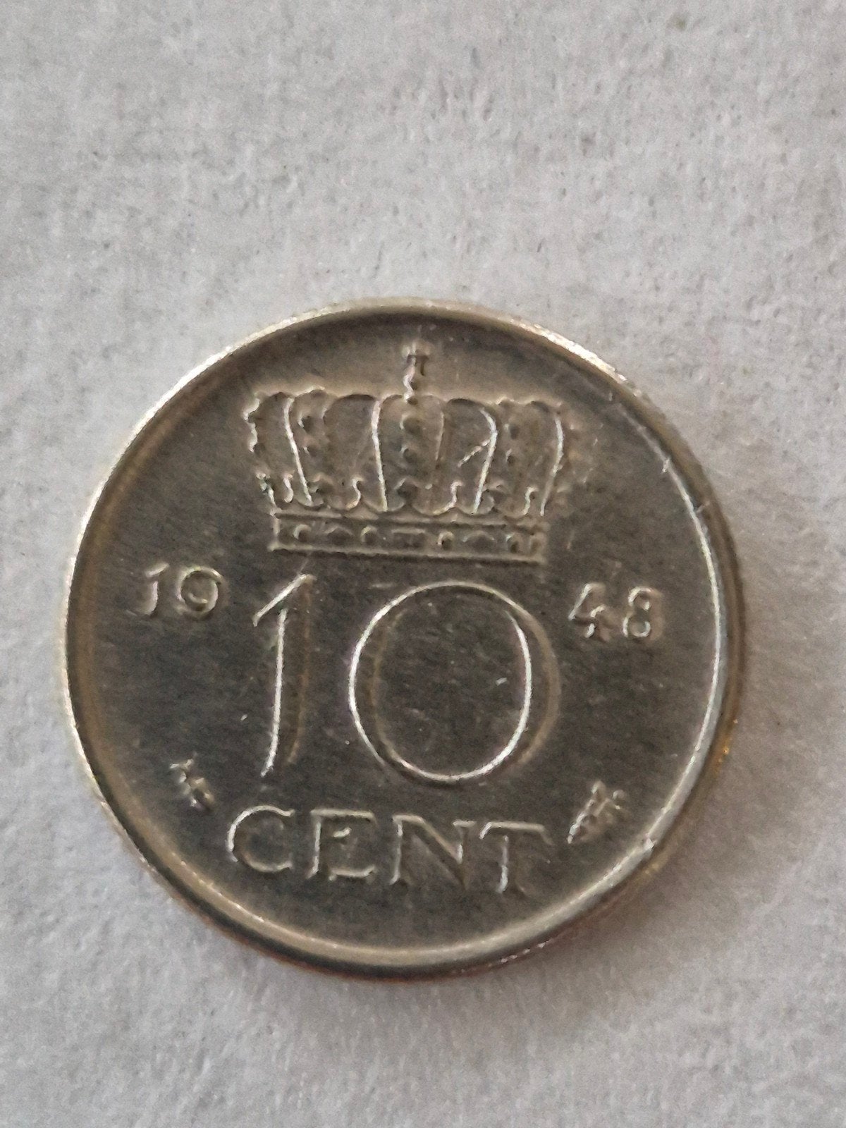 Nederlandse 10 cent munt Koningin Wilhelmina 1948, Postzegels en Munten, Ophalen of Verzenden, Koningin Wilhelmina, 10 cent, Losse munt