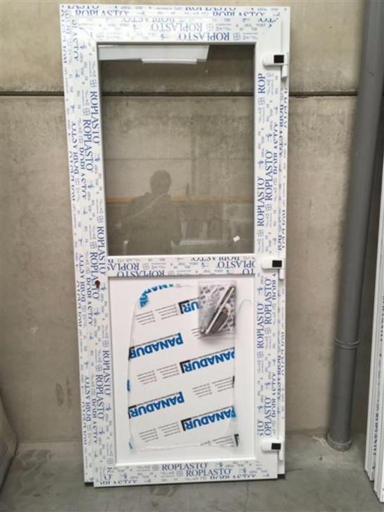Kunststof buiten deur 93 x 208 1/2 glas., Niet ingevuld, 80 tot 100 cm, Niet ingevuld, Nieuw