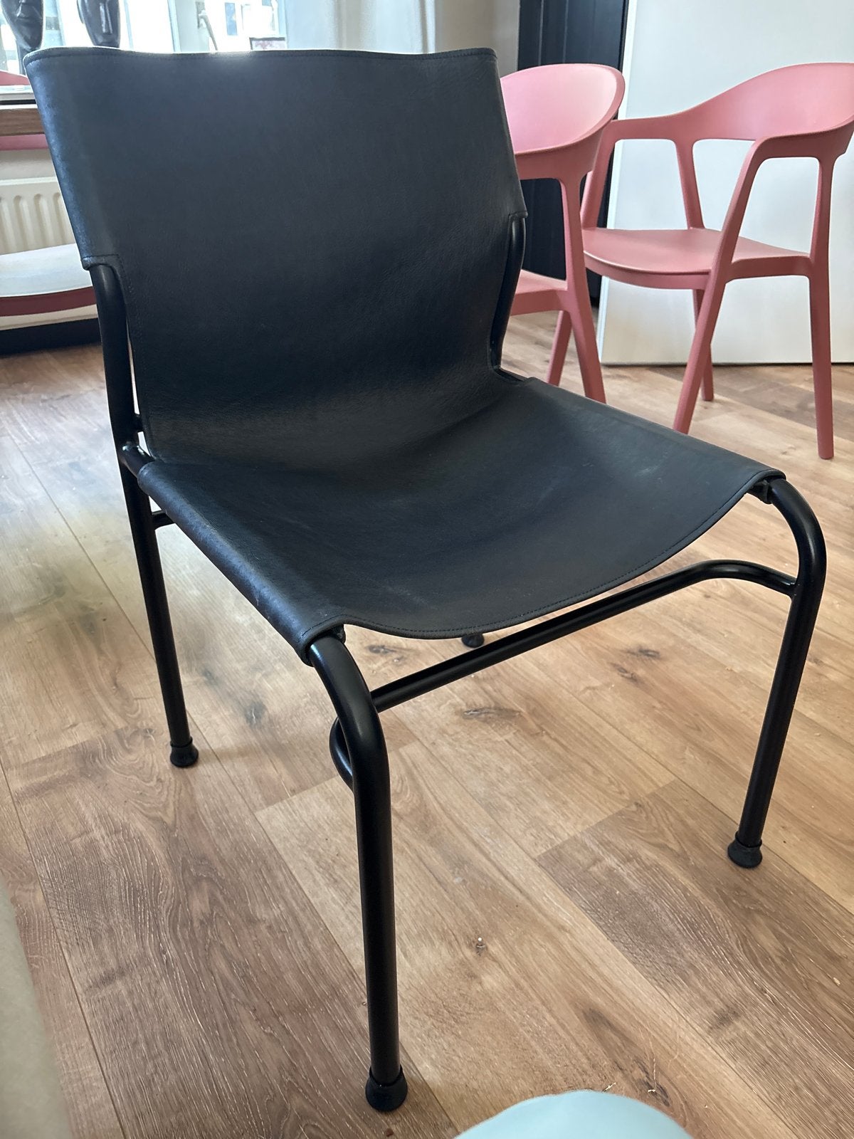 Set van 4 prachitge Sling leren fauteuils – zwart, Ophalen, Gebruikt, Zwart, Leer