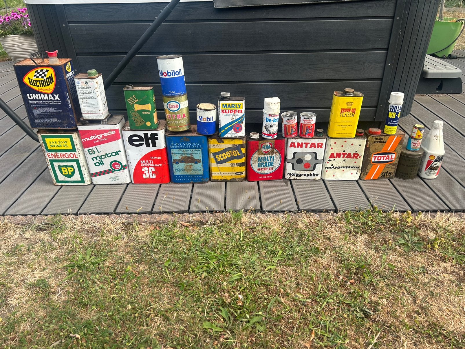 Olie blik olieblikken 25 stuck automobilia mancave shell bp, Verzamelen, Ophalen of Verzenden, Gebruikt, Overige