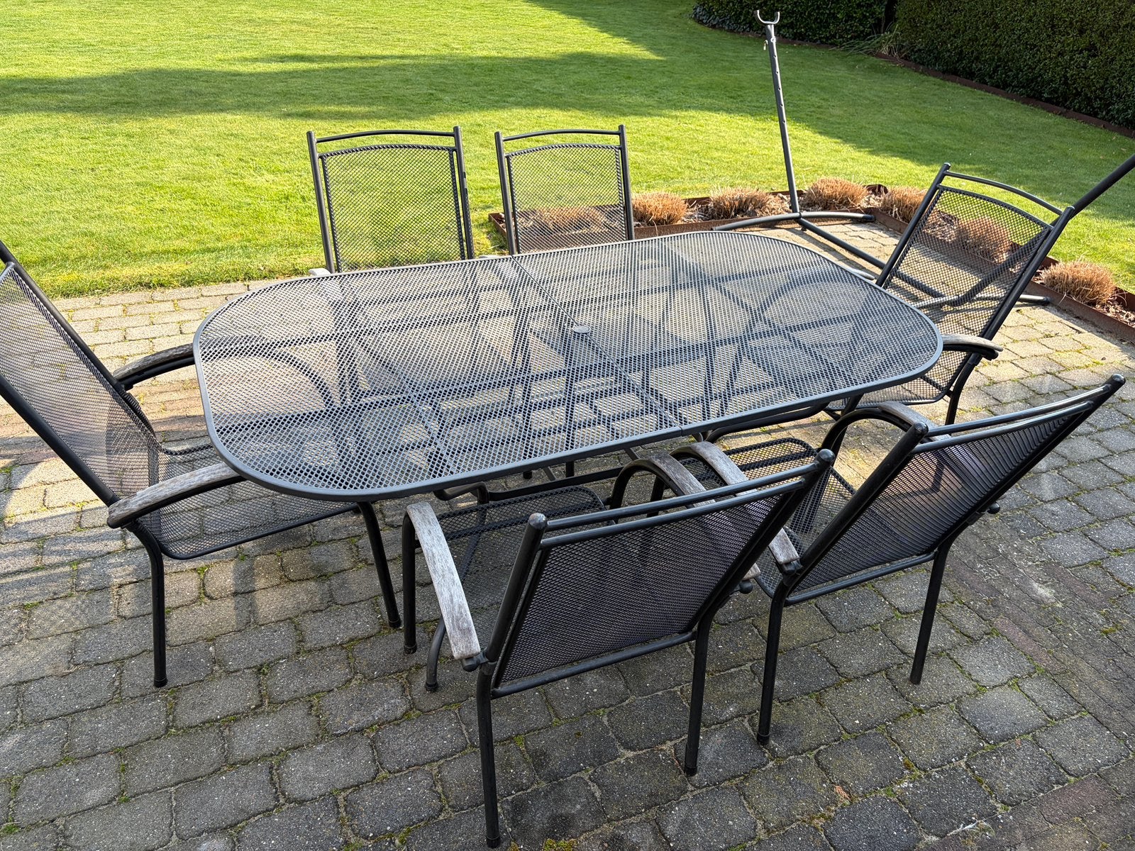 Kettler tuinset grote tafel met 6 stoelen, Tuin en Terras, Ophalen of Verzenden, Zo goed als nieuw, Overige materialen