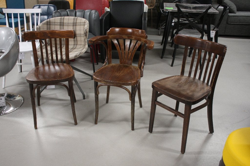 Partij houten stoelen cafestoel horeca mancave, Huis en Inrichting, Ophalen, Gebruikt, Bruin, Vijf, Zes of meer stoelen