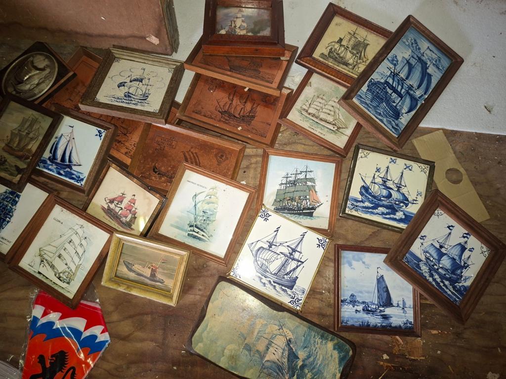 25 tegels schilderij schip/schepen, Antiek en Kunst, Ophalen