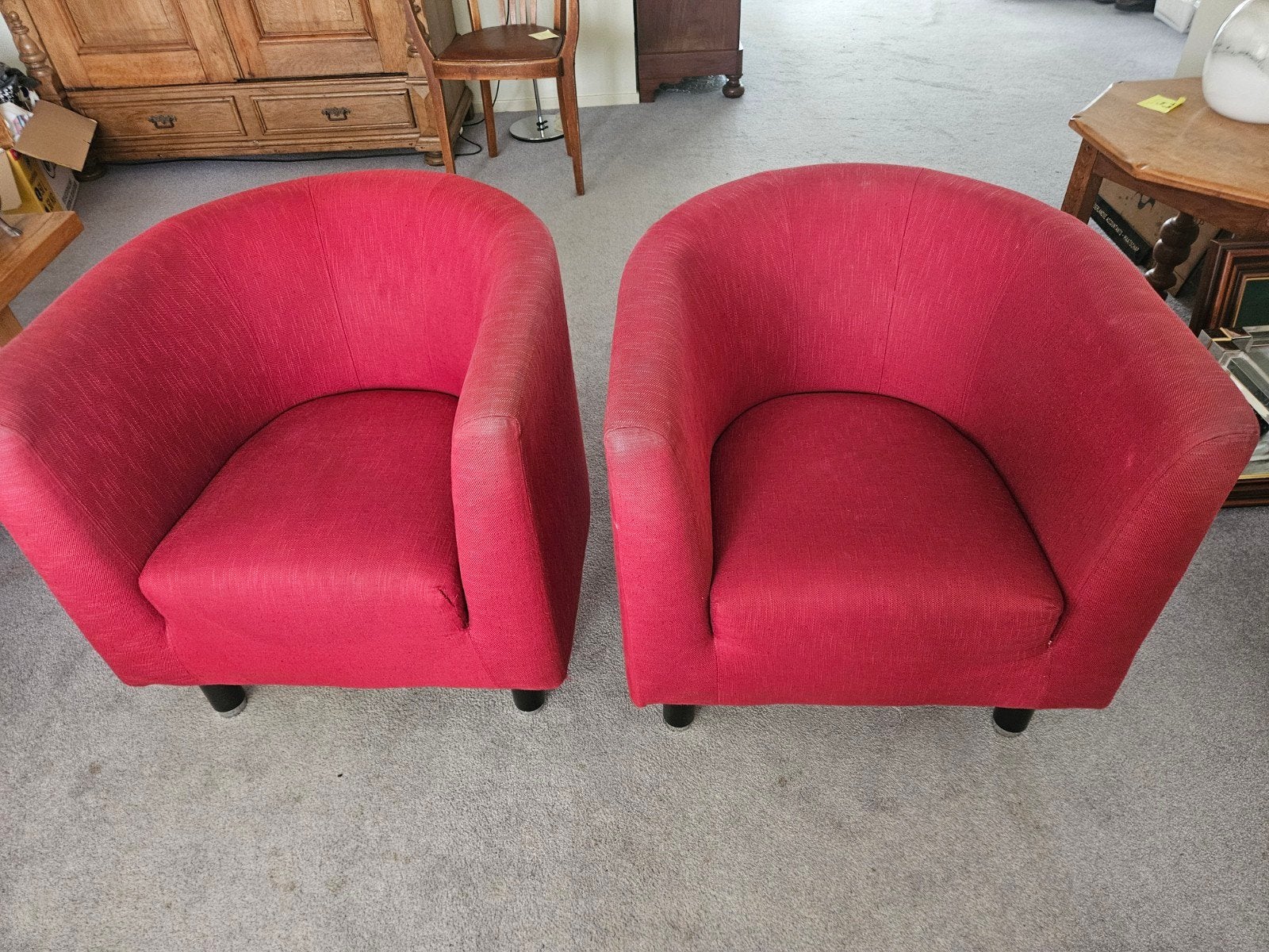 Set van 2 rode fauteuils - comfortabel en stijlvol, Ophalen, Gebruikt, Twee, Rood