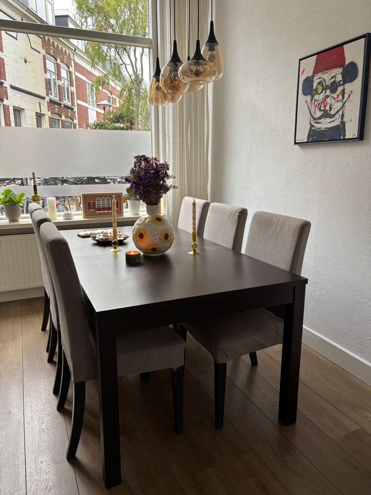 IKEA Extendable Dining Table –Very good Condition – 6 chairs, Ophalen, 200 cm of meer, 50 tot 100 cm, Zo goed als nieuw