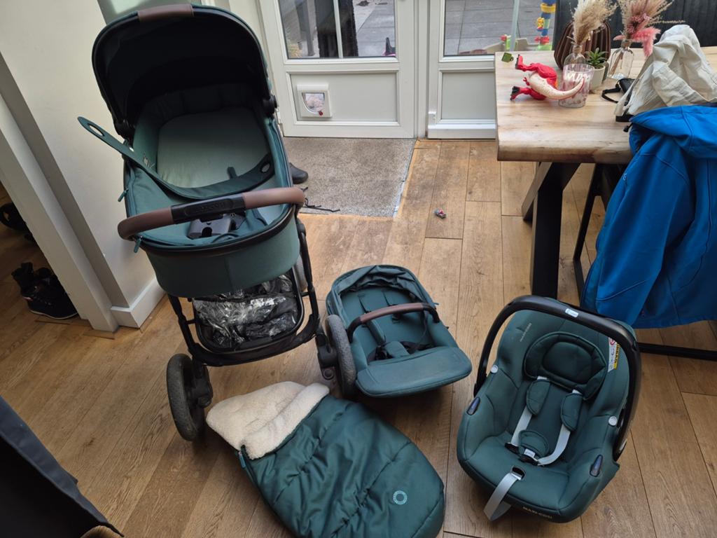Maxi-Cosi Adorra Luxe Combiwagen 3-in-1 Emerald Green, Kinderen en Baby's, Kinderwagens en Combinaties, Ophalen, Gebruikt, Met autostoeltje