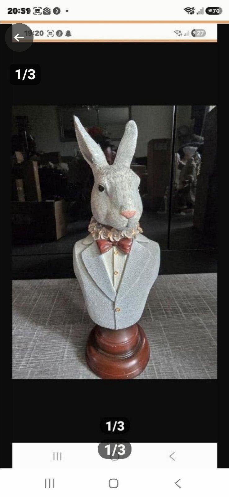 Prachtig nieuw decoratief beeld van een haas met een strik, Ophalen of Verzenden, Nieuw, Dier