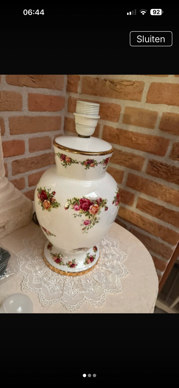 Old country rose lamp, Ophalen