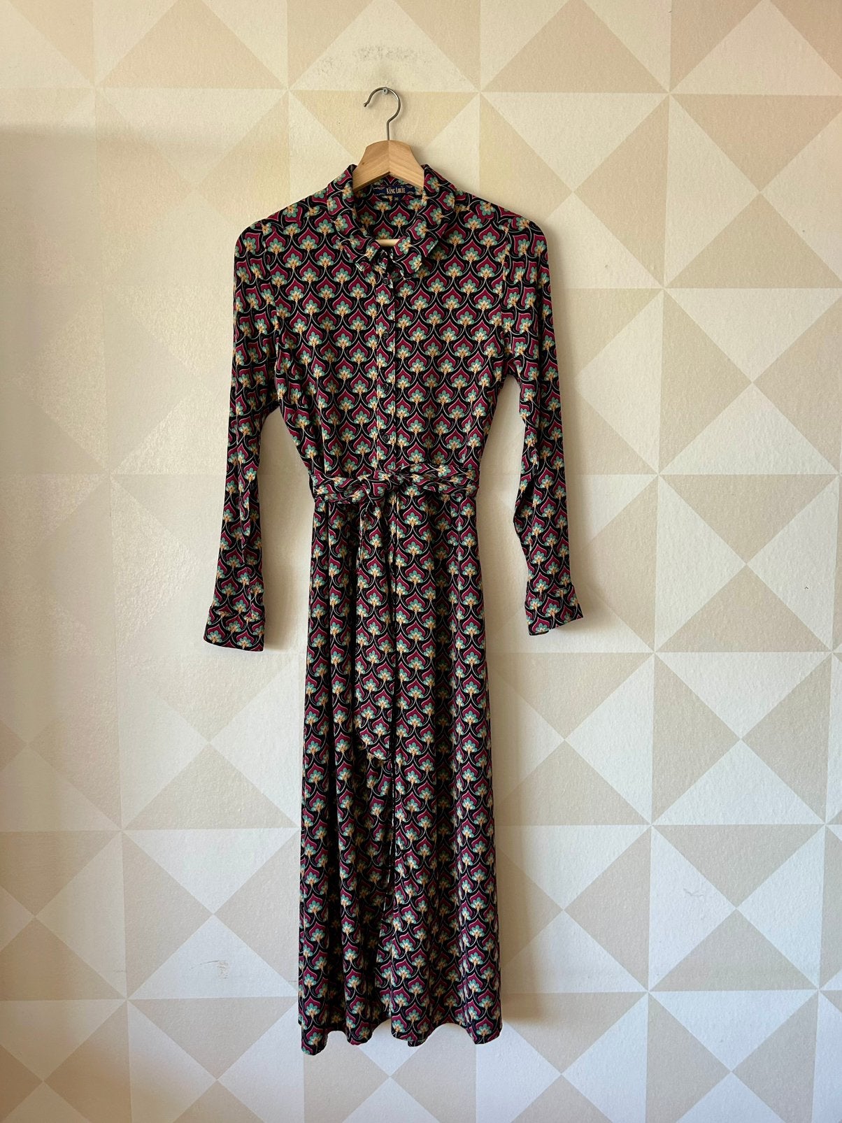 King Louie Rosie Dress jurk paars waaier S/36 zgan, Kleding | Dames, Paars, Ophalen of Verzenden, Zo goed als nieuw, Maat 36 (S)