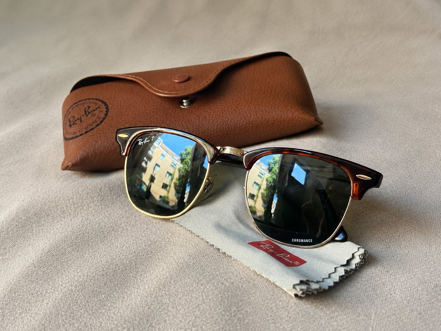 Rayban Chrome Polarizef glasses, Zonnebril, Bruin, Ophalen of Verzenden, Zo goed als nieuw