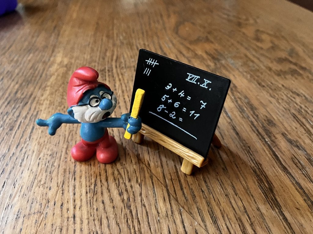 Grote smurf als leraar (Schleich, 4.0224), Ophalen of Verzenden, Gebruikt, Poppetje, Figuurtje of Knuffel