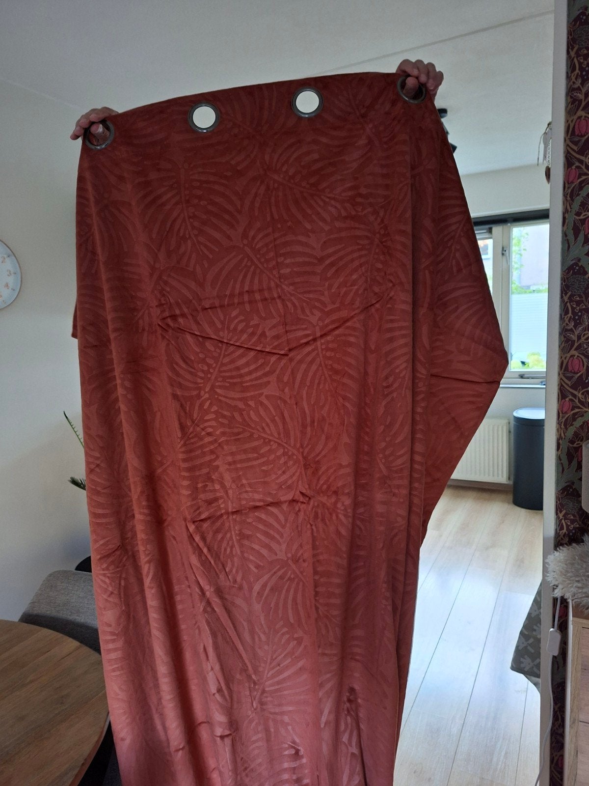 Fluwelen verduisteringsgordijn Fern Terracotta 2 stks, Ophalen, Overgordijn, Overige merken, Fluweel
