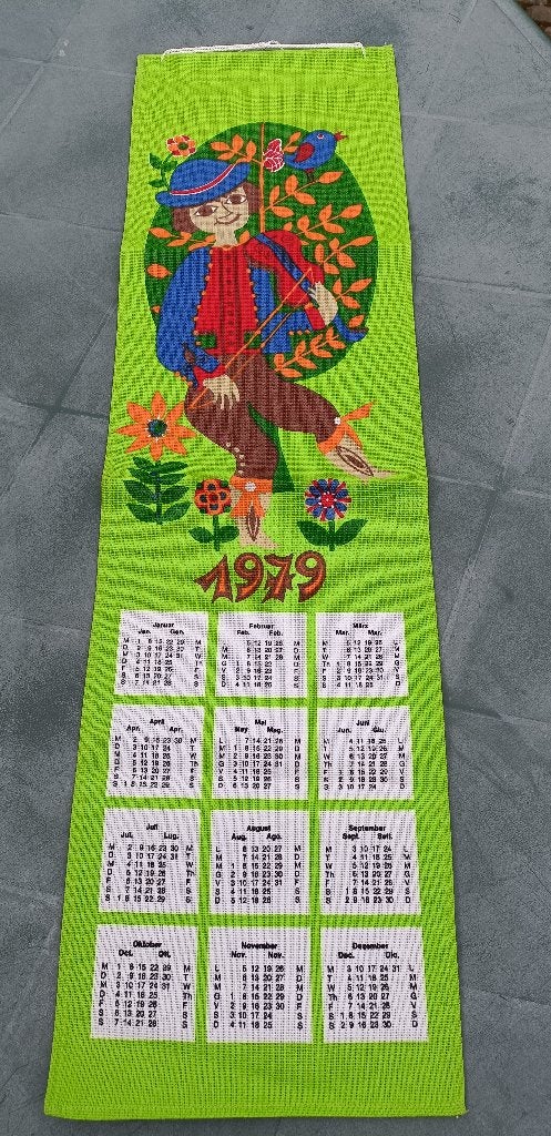 BIJNA GRATIS! 1979 Origineel vintage stoffen kalender (MZ18), Ophalen of Verzenden, Jaarkalender, Gebruikt