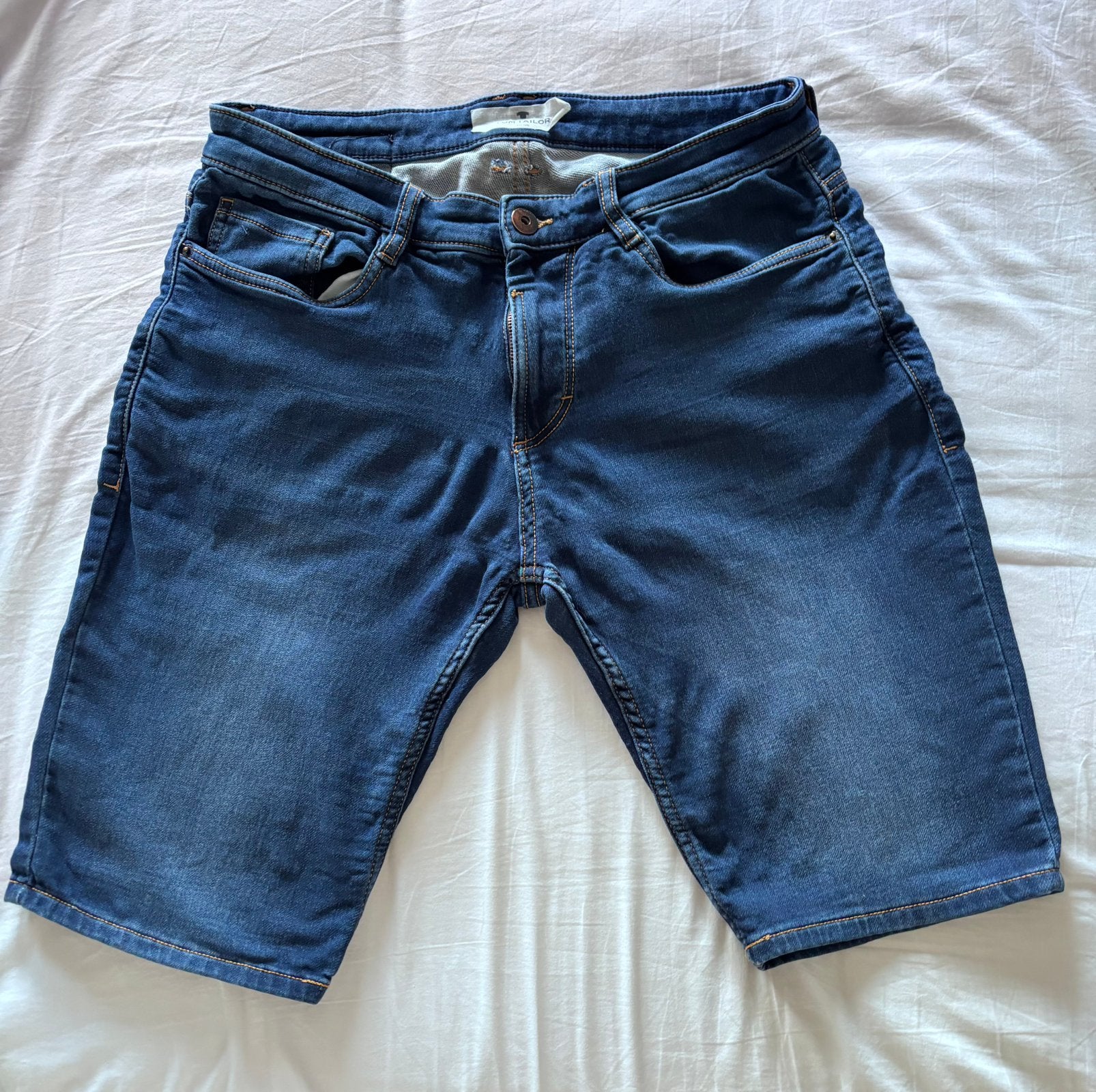 Tom Tailor bermuda jeans strech, Verzenden, Gedragen, Blauw, W32 (confectie 46) of kleiner
