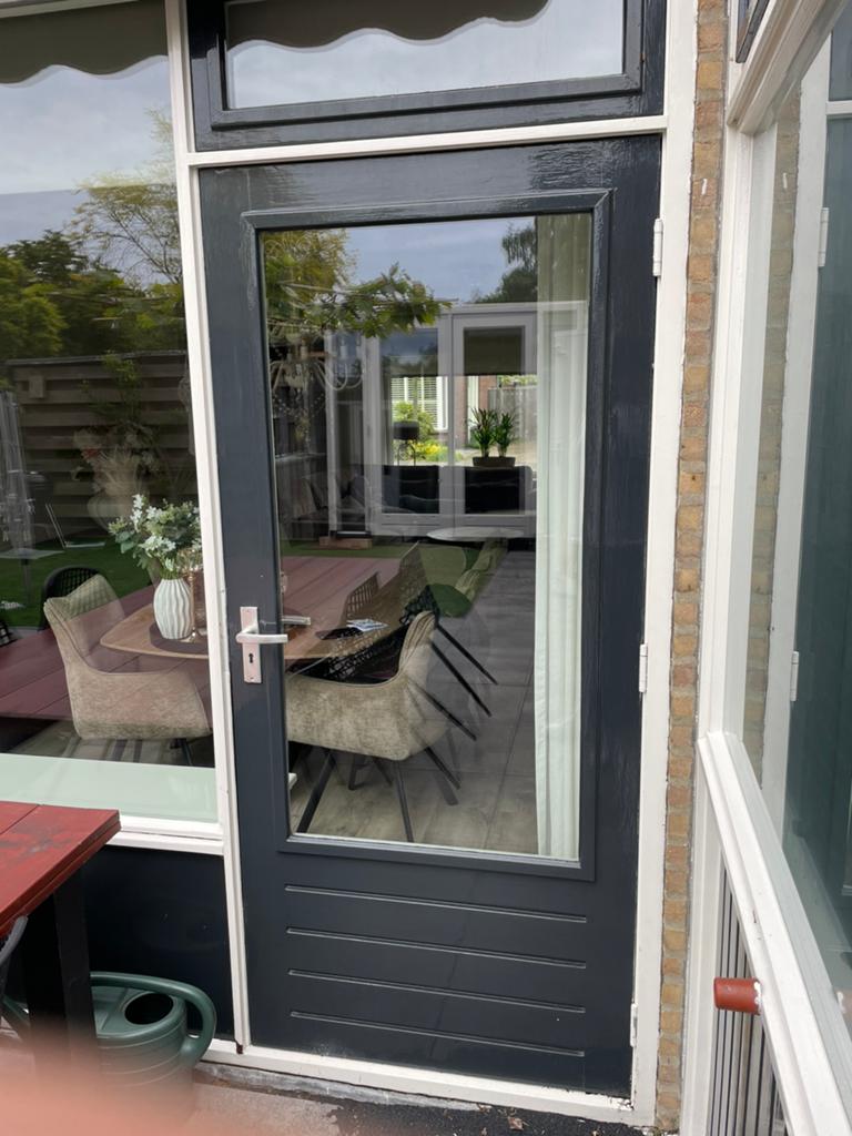 Hardhouten achterdeur deur 90x 201cm dubbelglas, Doe-het-zelf en Verbouw, Kozijnen en Schuifpuien, Deurkozijn, Zo goed als nieuw