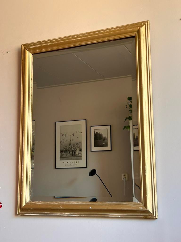 Mooie vintage / antieke spiegel, Ophalen, Zo goed als nieuw, Minder dan 100 cm, Rechthoekig