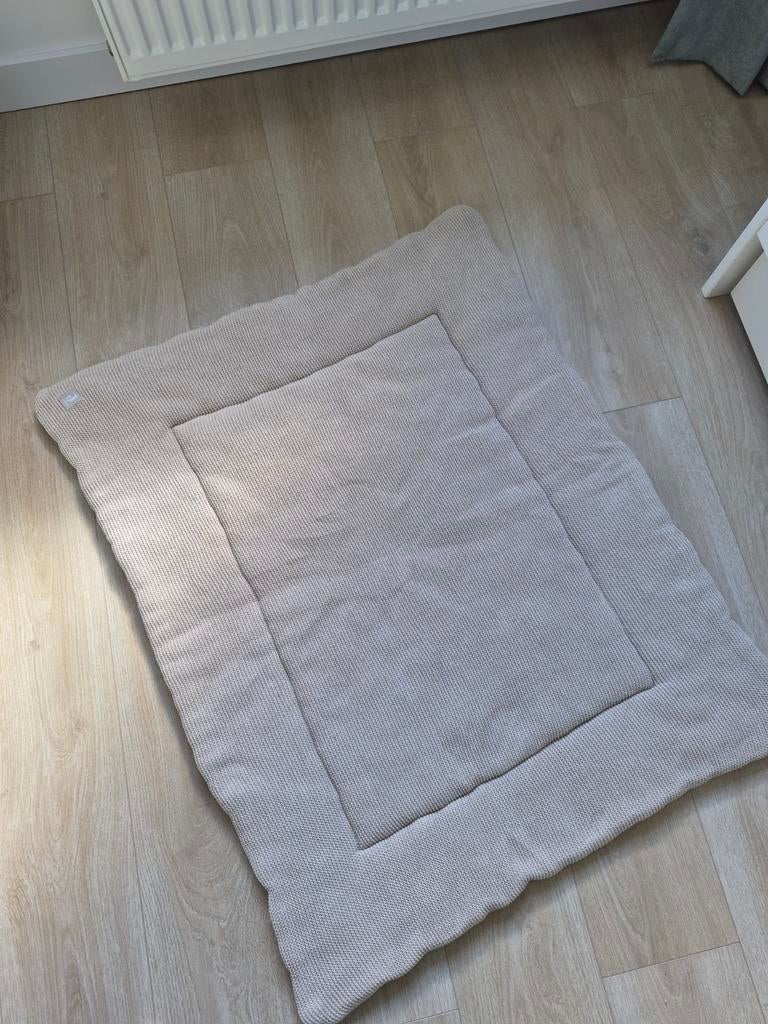 Jollein Basic Knit boxkleed kleur nougat, Ophalen of Verzenden, Zo goed als nieuw, Vierkant, Boxkleed