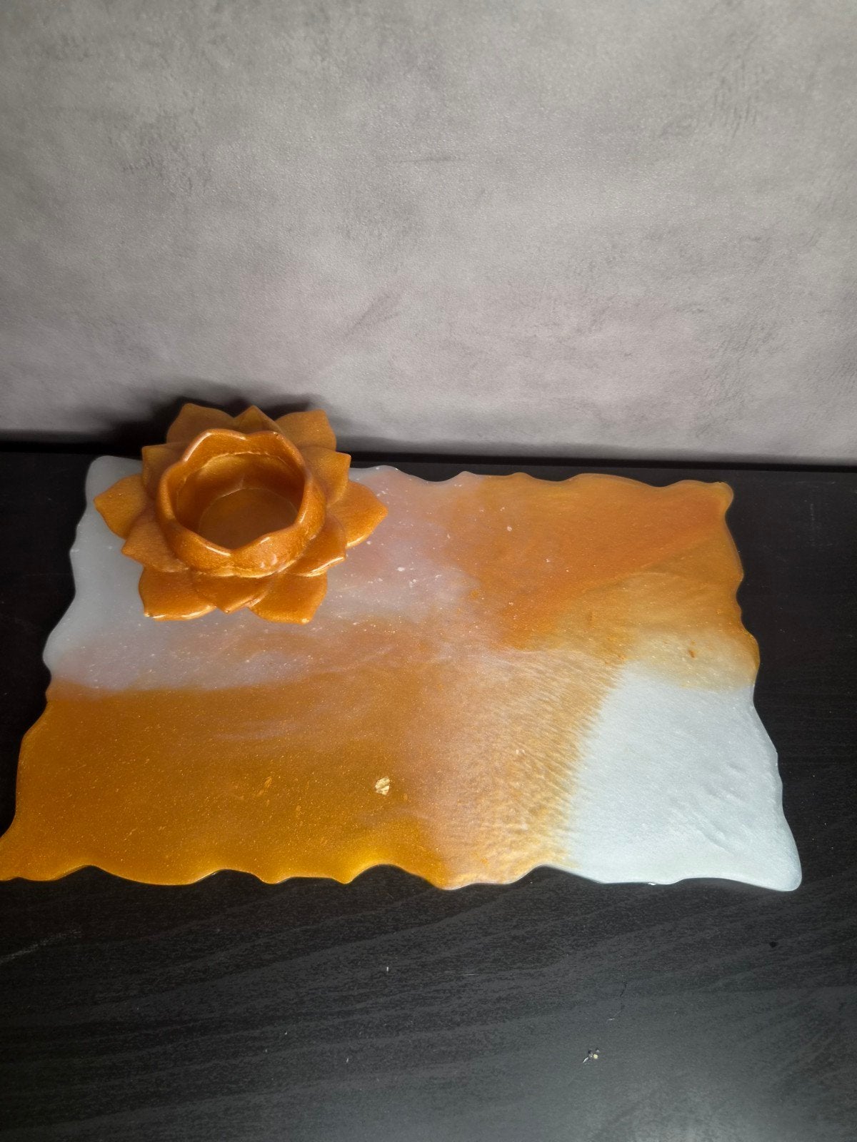 Epoxy setje - Dienblad met theelichthouder, Ophalen of Verzenden, Nieuw, Meerkleurig, Kunststof