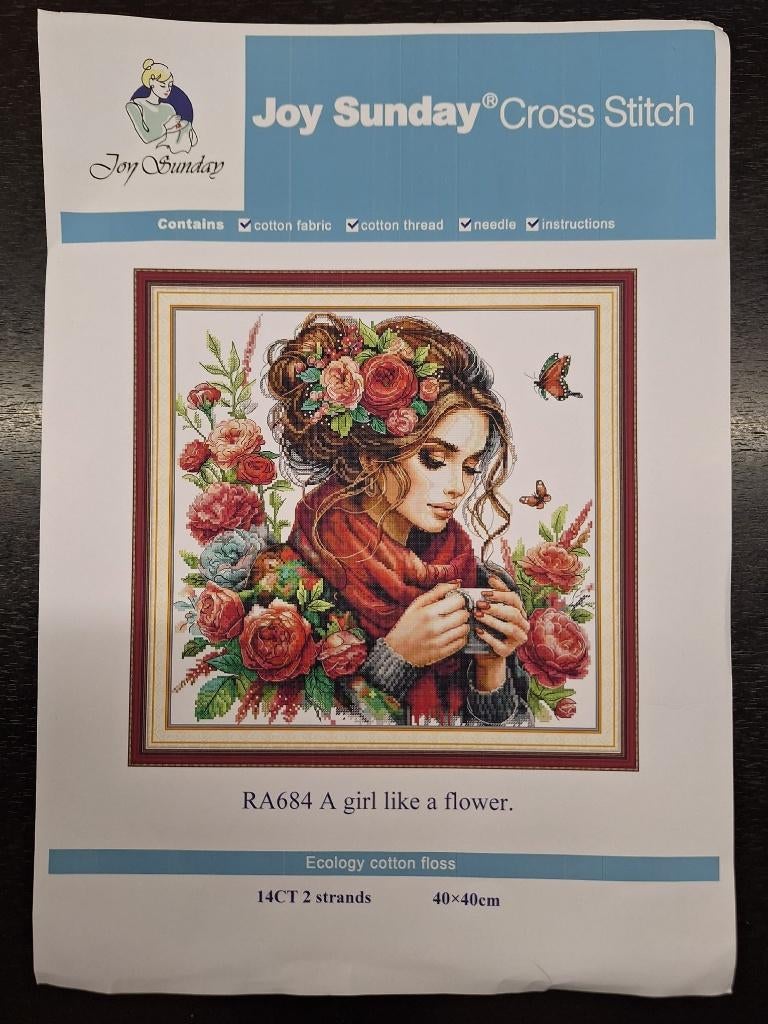 Borduurpakket nieuw: A Girl like a flower, Hobby en Vrije tijd, Borduren en Borduurmachines, Ophalen of Verzenden, Nieuw, Handborduren