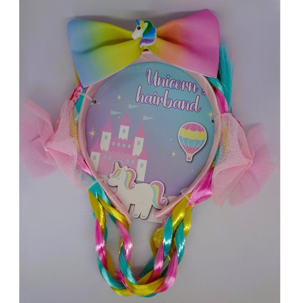 Nieuw ! Regenboog Unicorn Vlecht Diadeem + Strik En Tule, Kinderen en Baby's, Carnavalskleding en Verkleedspullen, Ophalen of Verzenden