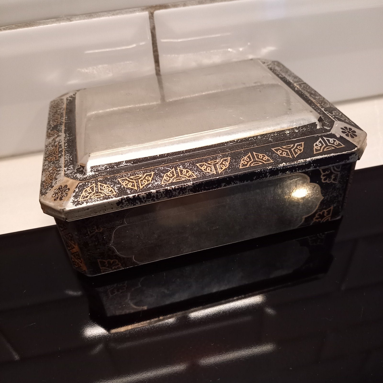 Oud blik zwart/zilver, Ophalen of Verzenden, Gebruikt, Overige