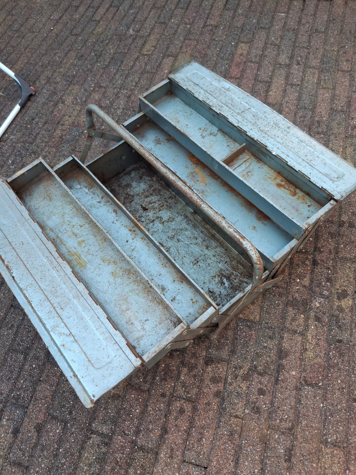 Vintage metalen gereedschapskist - Gebruikt, Ophalen of Verzenden, Gebruikt