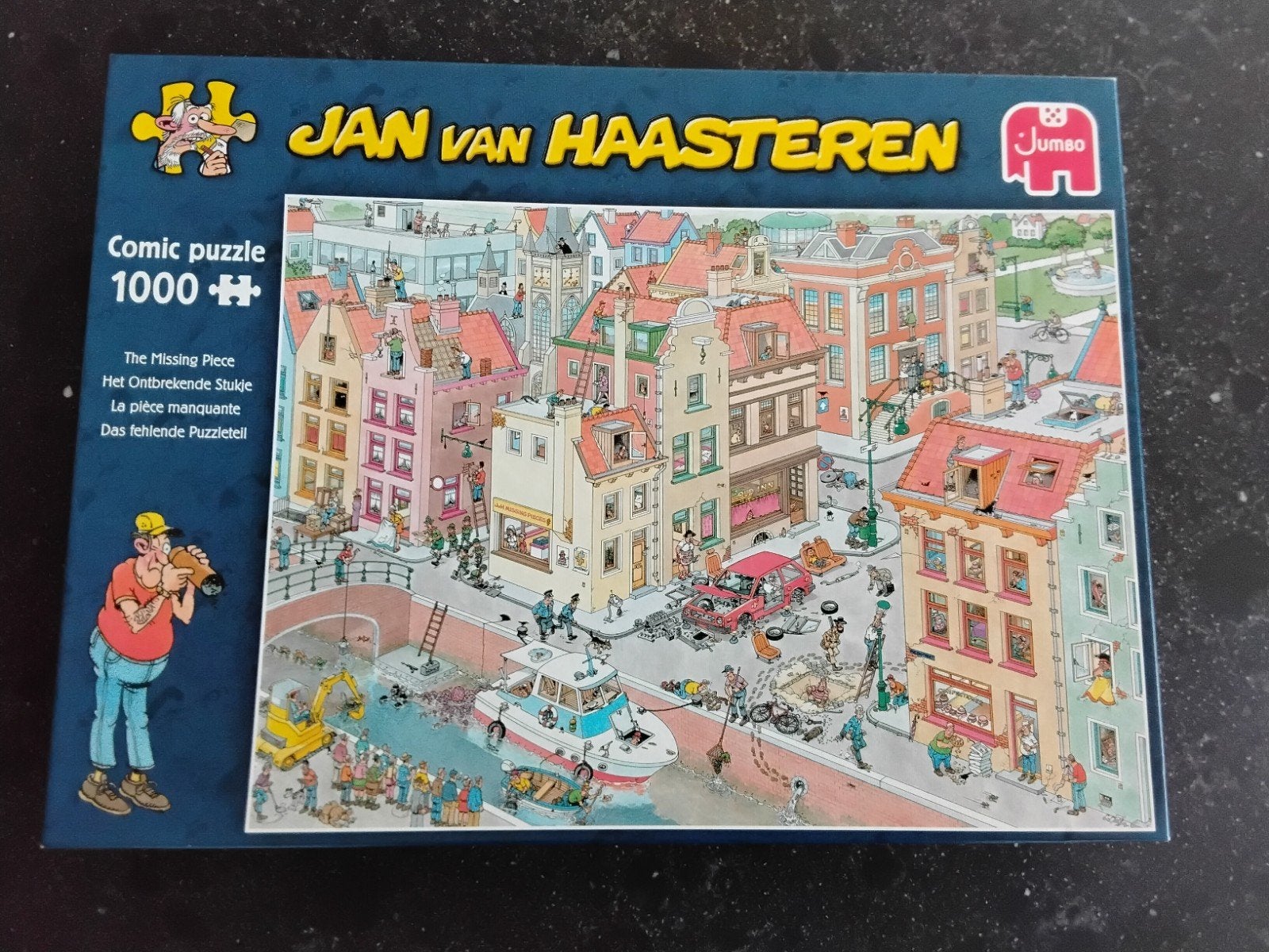 Jan van Haasteren Puzzel - Het Ontbrekende Stukje, Ophalen of Verzenden, 500 t/m 1500 stukjes, Zo goed als nieuw, Legpuzzel
