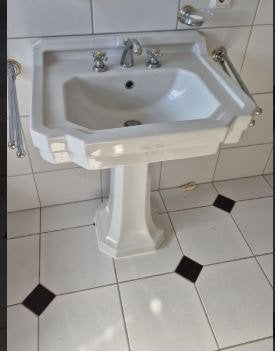 vintage wastafel lavabo op voet High End Design 90er, Ophalen, Zo goed als nieuw, Steen, Wastafel
