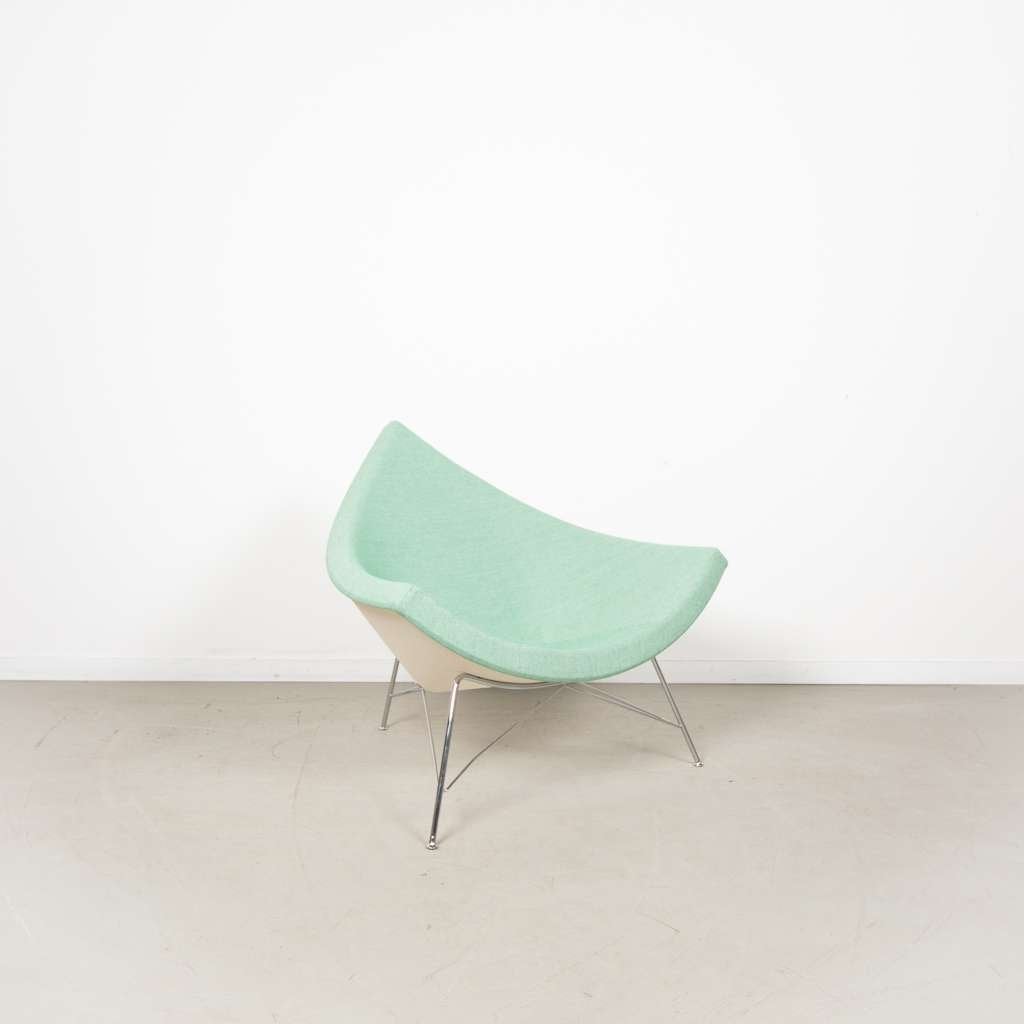 4x Vitra Coconut Fauteuil Mintgroen Stof – Chroom, Niet ingevuld, Niet ingevuld, Nieuw, 75 tot 100 cm