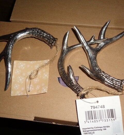 Partij Deco eland gewei zilver +/- 12-15cm, ., Nieuw, Ophalen of Verzenden, .