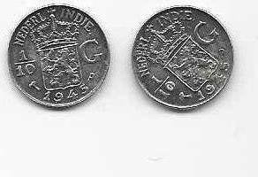 Nederlands-Indie  2 x 10 cent 1945, Verzenden, Koningin Wilhelmina, 10 cent, Zilver